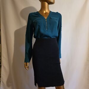 Express Teal and Black Pencil Skirt
